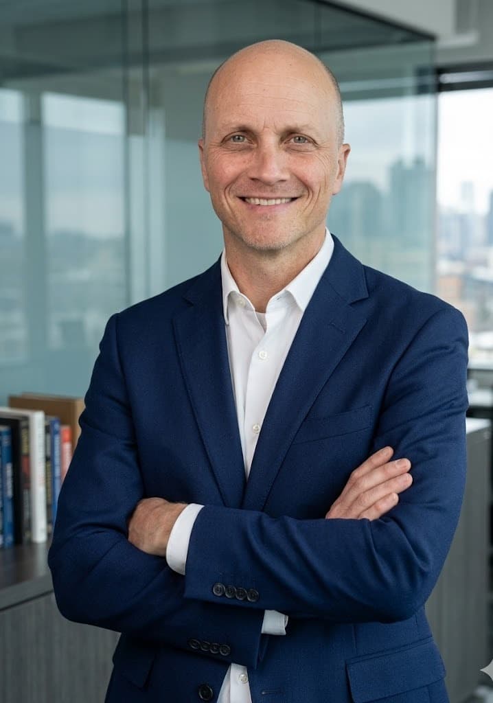 Aaron Jensen, Registered Psychologist, in a downtown Calgary office